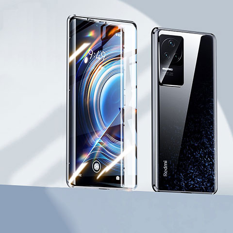 Custodia Lusso Alluminio Laterale Specchio 360 Gradi Cover P02 per Xiaomi Poco F4 5G Nero