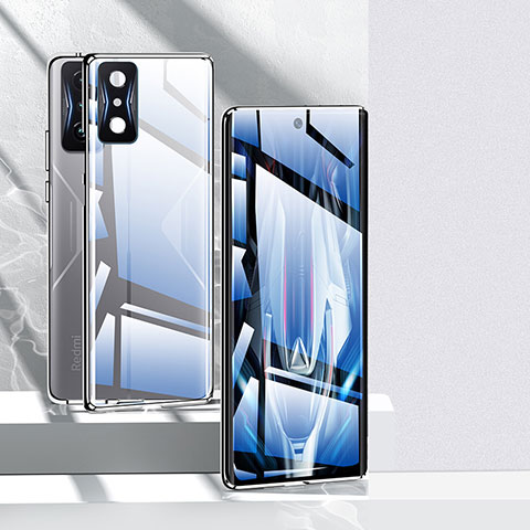 Custodia Lusso Alluminio Laterale Specchio 360 Gradi Cover P02 per Xiaomi Poco F4 GT 5G Argento