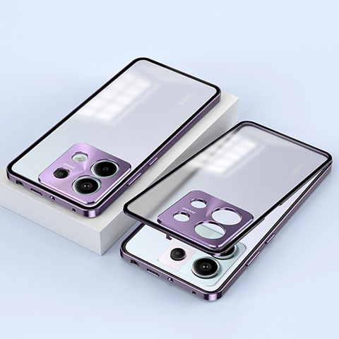 Custodia Lusso Alluminio Laterale Specchio 360 Gradi Cover P02 per Xiaomi Redmi Note 13 Pro 5G Viola