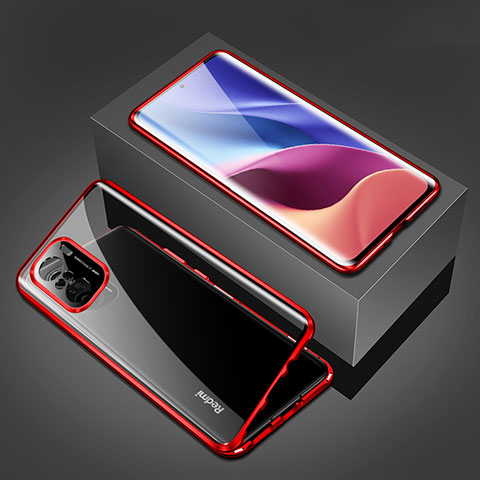 Custodia Lusso Alluminio Laterale Specchio 360 Gradi Cover P03 per Xiaomi Mi 11i 5G Rosso