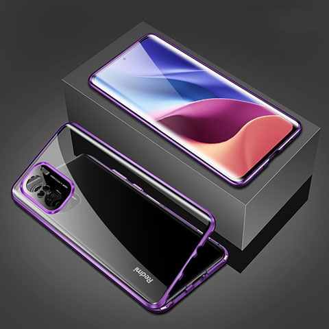 Custodia Lusso Alluminio Laterale Specchio 360 Gradi Cover P03 per Xiaomi Mi 11i 5G Viola