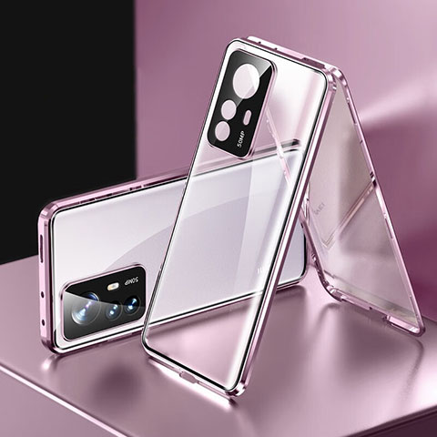 Custodia Lusso Alluminio Laterale Specchio 360 Gradi Cover P03 per Xiaomi Mi 12T 5G Viola