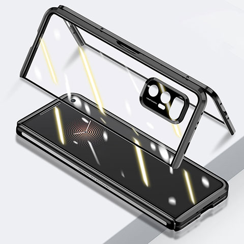 Custodia Lusso Alluminio Laterale Specchio 360 Gradi Cover P03 per Xiaomi Mix Fold 5G Nero