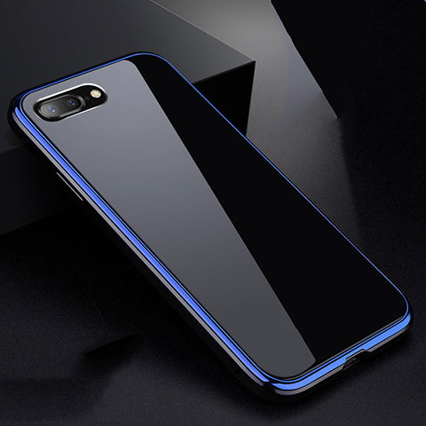 Custodia Lusso Alluminio Laterale Specchio 360 Gradi Cover per Apple iPhone 7 Plus Blu