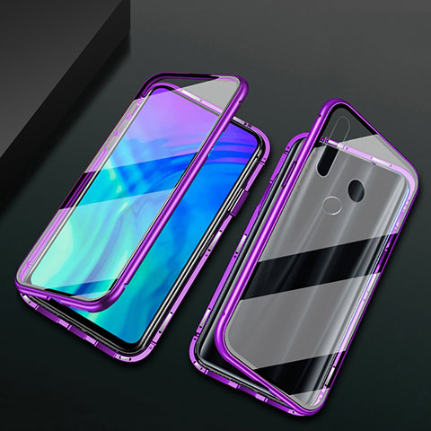 Custodia Lusso Alluminio Laterale Specchio 360 Gradi Cover per Huawei Enjoy 10 Plus Viola