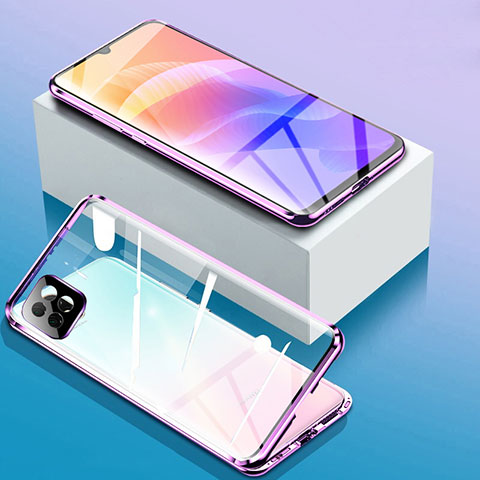 Custodia Lusso Alluminio Laterale Specchio 360 Gradi Cover per Huawei Enjoy 20 5G Viola