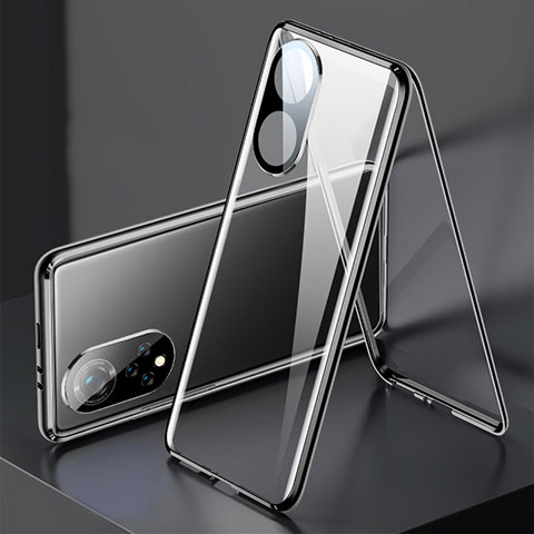 Custodia Lusso Alluminio Laterale Specchio 360 Gradi Cover per Huawei Honor 50 Pro 5G Nero