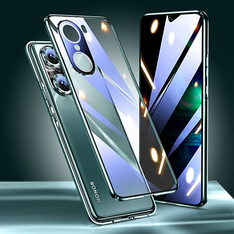 Custodia Lusso Alluminio Laterale Specchio 360 Gradi Cover per Huawei Honor 60 Pro 5G Verde