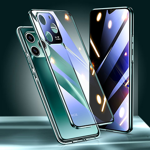 Custodia Lusso Alluminio Laterale Specchio 360 Gradi Cover per Huawei Honor 60 SE 5G Verde