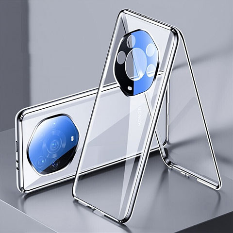 Custodia Lusso Alluminio Laterale Specchio 360 Gradi Cover per Huawei Honor Magic3 Pro+ Plus 5G Argento