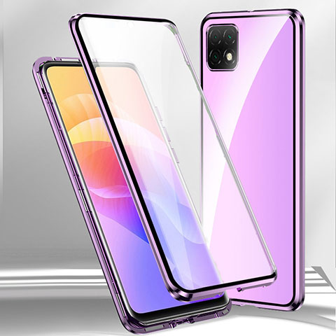 Custodia Lusso Alluminio Laterale Specchio 360 Gradi Cover per Huawei Honor X30i Viola