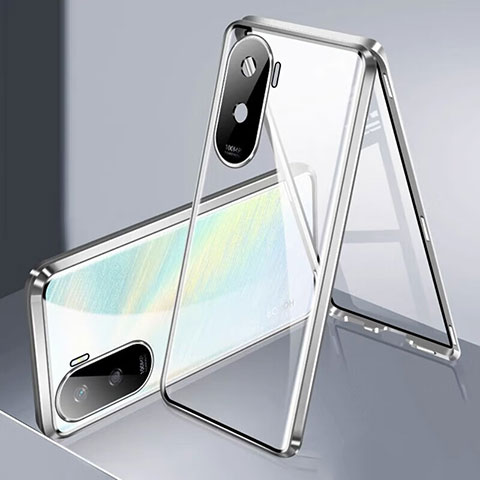 Custodia Lusso Alluminio Laterale Specchio 360 Gradi Cover per Huawei Honor X50i 5G Argento