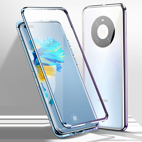 Custodia Lusso Alluminio Laterale Specchio 360 Gradi Cover per Huawei Mate 40 Pro Argento