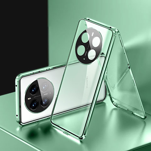 Custodia Lusso Alluminio Laterale Specchio 360 Gradi Cover per Huawei Mate 50 Pro Verde