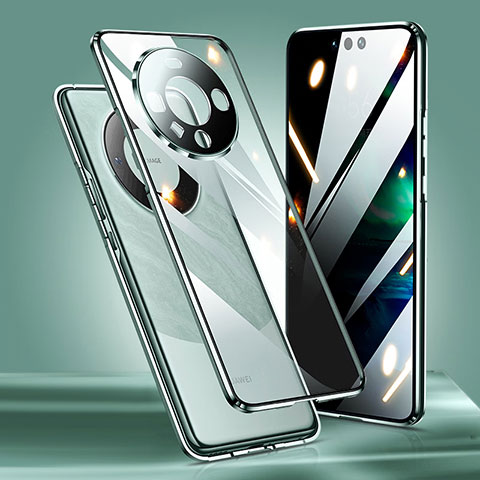 Custodia Lusso Alluminio Laterale Specchio 360 Gradi Cover per Huawei Mate 60 Pro+ Plus Verde