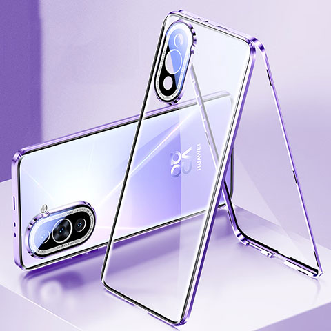 Custodia Lusso Alluminio Laterale Specchio 360 Gradi Cover per Huawei Nova 10 Pro Viola