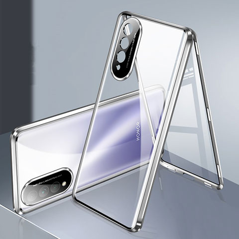 Custodia Lusso Alluminio Laterale Specchio 360 Gradi Cover per Huawei Nova 10z Argento