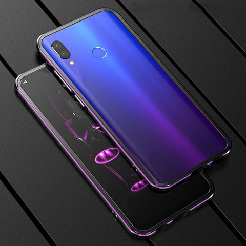 Custodia Lusso Alluminio Laterale Specchio 360 Gradi Cover per Huawei Nova 3i Viola