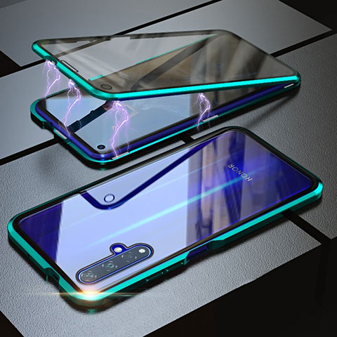 Custodia Lusso Alluminio Laterale Specchio 360 Gradi Cover per Huawei Nova 5T Verde