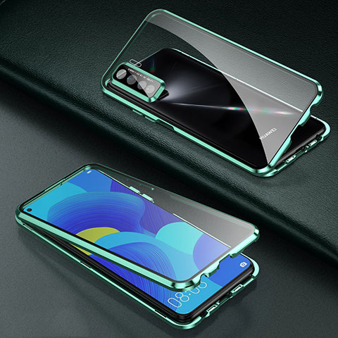 Custodia Lusso Alluminio Laterale Specchio 360 Gradi Cover per Huawei Nova 7 SE 5G Verde