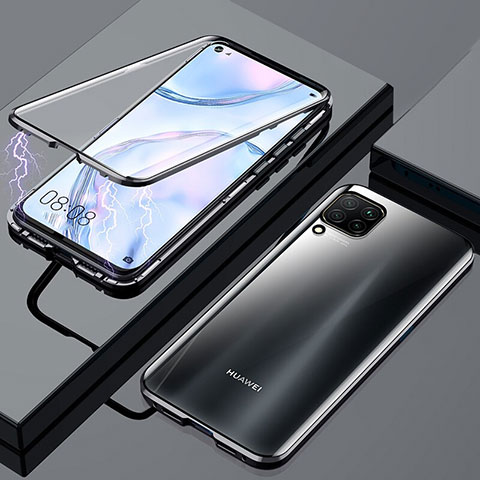 Custodia Lusso Alluminio Laterale Specchio 360 Gradi Cover per Huawei Nova 7i Nero