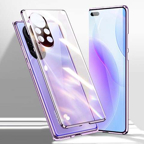 Custodia Lusso Alluminio Laterale Specchio 360 Gradi Cover per Huawei Nova 8 Pro 5G Viola