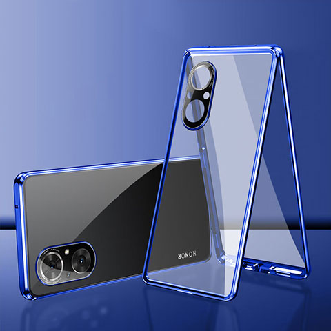 Custodia Lusso Alluminio Laterale Specchio 360 Gradi Cover per Huawei Nova 9 SE Blu