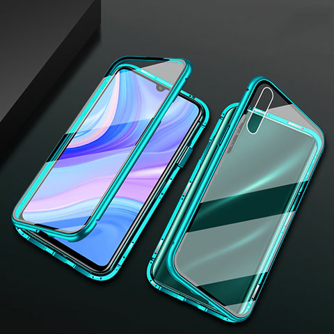 Custodia Lusso Alluminio Laterale Specchio 360 Gradi Cover per Huawei P smart S Verde