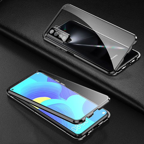 Custodia Lusso Alluminio Laterale Specchio 360 Gradi Cover per Huawei P40 Lite 5G Nero