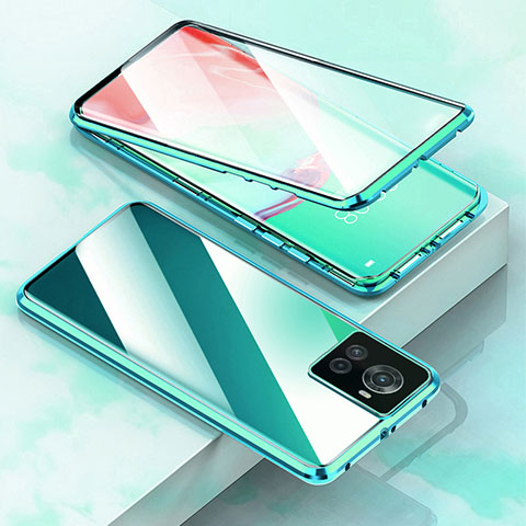 Custodia Lusso Alluminio Laterale Specchio 360 Gradi Cover per OnePlus 10R 5G Verde