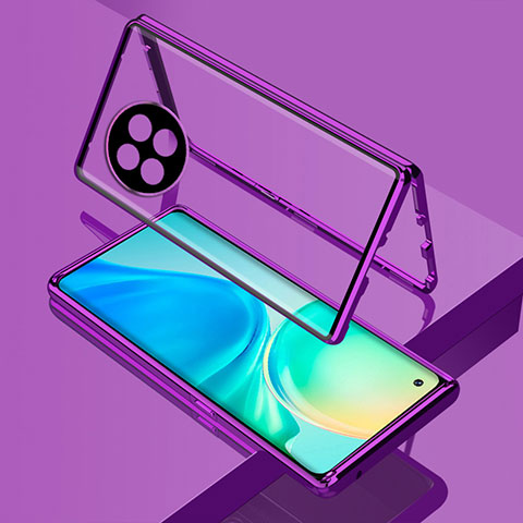 Custodia Lusso Alluminio Laterale Specchio 360 Gradi Cover per OnePlus 11R 5G Viola