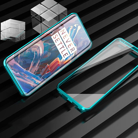 Custodia Lusso Alluminio Laterale Specchio 360 Gradi Cover per OnePlus 7T Verde