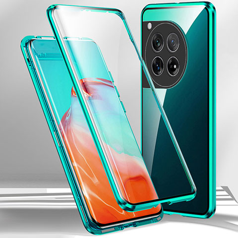 Custodia Lusso Alluminio Laterale Specchio 360 Gradi Cover per OnePlus Ace 3 5G Verde