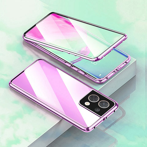 Custodia Lusso Alluminio Laterale Specchio 360 Gradi Cover per OnePlus Nord 3 5G Viola