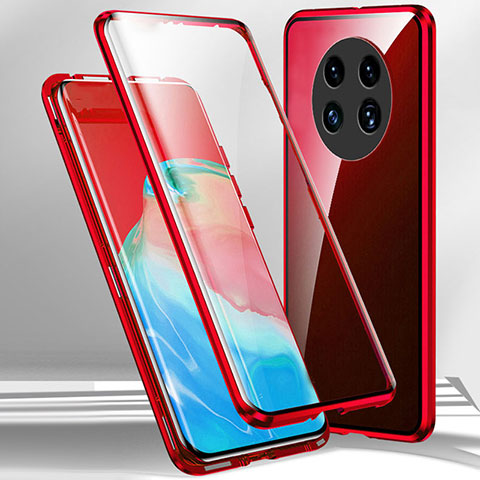 Custodia Lusso Alluminio Laterale Specchio 360 Gradi Cover per Oppo A2 Pro 5G Rosso