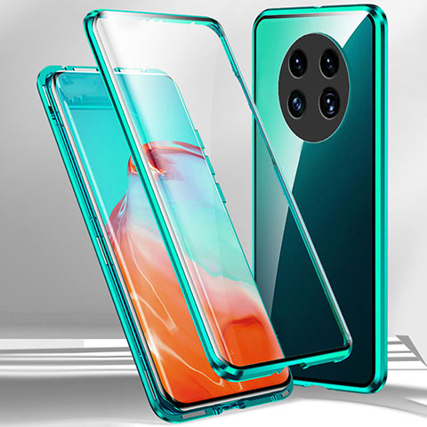 Custodia Lusso Alluminio Laterale Specchio 360 Gradi Cover per Oppo A2 Pro 5G Verde