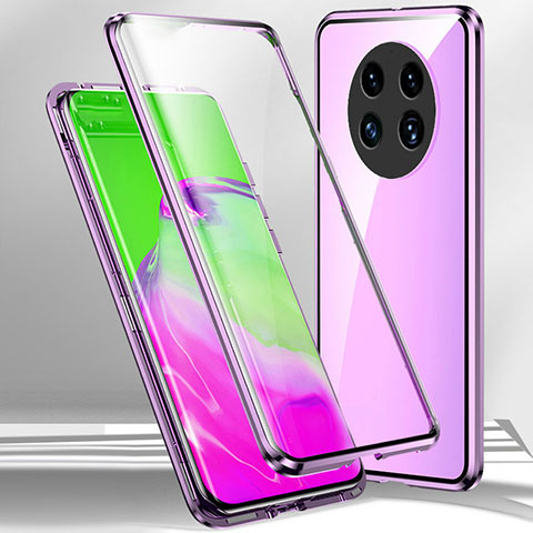 Custodia Lusso Alluminio Laterale Specchio 360 Gradi Cover per Oppo A2 Pro 5G Viola