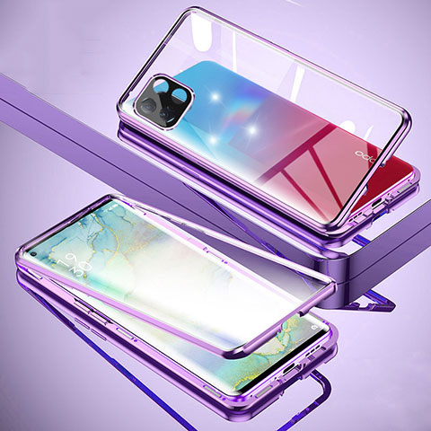 Custodia Lusso Alluminio Laterale Specchio 360 Gradi Cover per Oppo A53 5G Viola