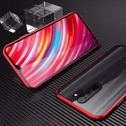 Custodia Lusso Alluminio Laterale Specchio 360 Gradi Cover per Oppo A9 (2020) Rosso