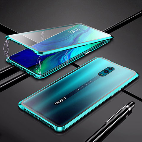 Custodia Lusso Alluminio Laterale Specchio 360 Gradi Cover per Oppo K3 Verde