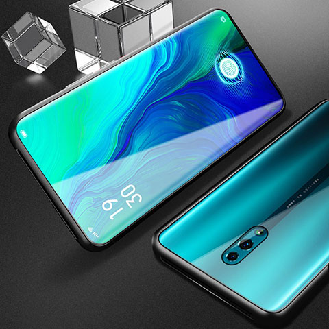 Custodia Lusso Alluminio Laterale Specchio 360 Gradi Cover per Oppo Reno Nero