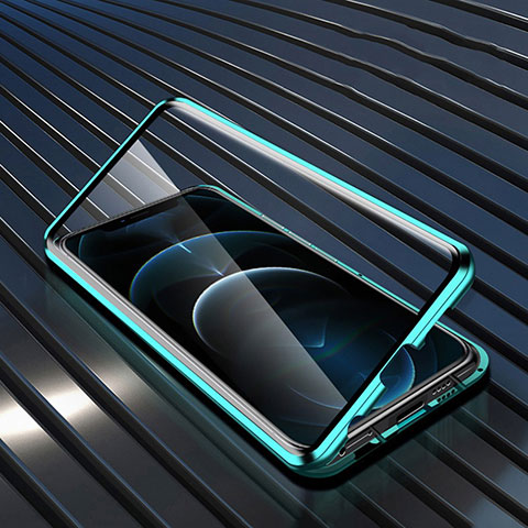 Custodia Lusso Alluminio Laterale Specchio 360 Gradi Cover per Realme 9 Pro 5G Verde