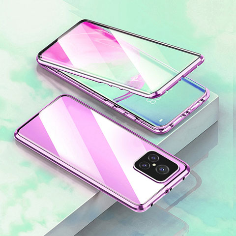 Custodia Lusso Alluminio Laterale Specchio 360 Gradi Cover per Realme GT2 Master Explorer Viola