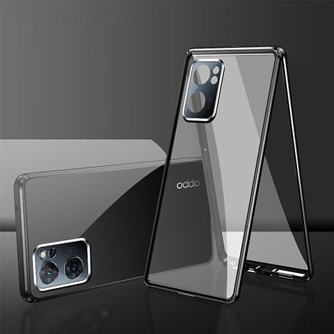 Custodia Lusso Alluminio Laterale Specchio 360 Gradi Cover per Realme V23 5G Nero