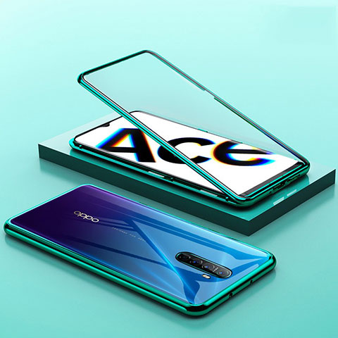 Custodia Lusso Alluminio Laterale Specchio 360 Gradi Cover per Realme X2 Pro Verde