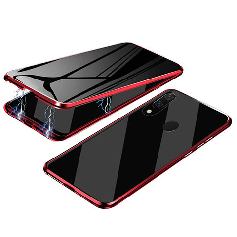 Custodia Lusso Alluminio Laterale Specchio 360 Gradi Cover per Samsung Galaxy M10S Rosso