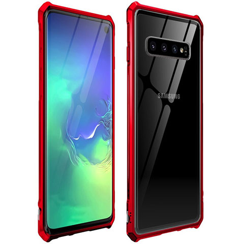 Custodia Lusso Alluminio Laterale Specchio 360 Gradi Cover per Samsung Galaxy S10 5G Rosso