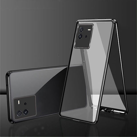 Custodia Lusso Alluminio Laterale Specchio 360 Gradi Cover per Vivo iQOO Neo6 SE 5G Nero