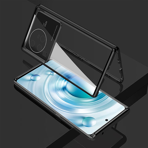 Custodia Lusso Alluminio Laterale Specchio 360 Gradi Cover per Vivo X80 Pro 5G Nero