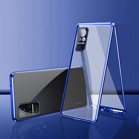 Custodia Lusso Alluminio Laterale Specchio 360 Gradi Cover per Xiaomi Civi 1S 5G Blu